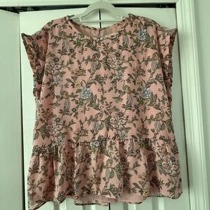 Loft short-sleeved Pink, Floral blouse
